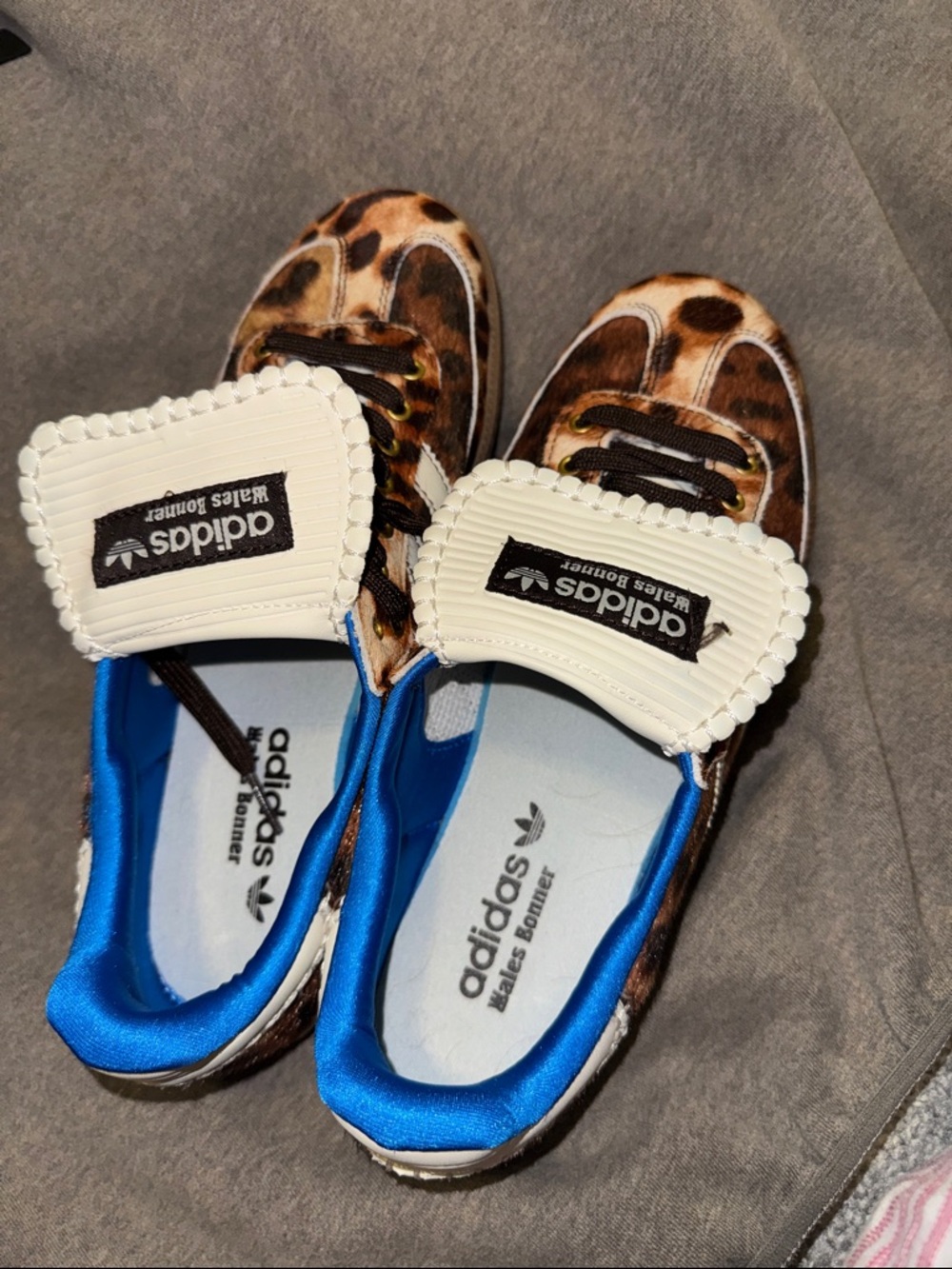 adidas x Wales Bonner Samba Leopard Print Sneakers in Brown, White & Blue - Picture 5 of 5